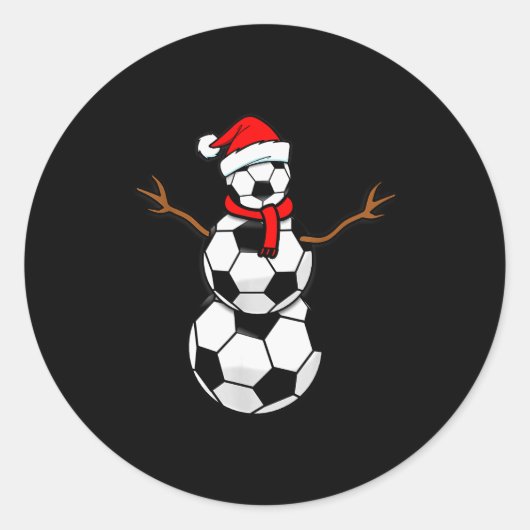 Funny Christmas Soccer Santa Snowman  Ronde Sticker (Voorkant)