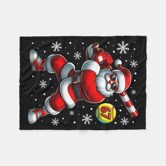 Funny Christmas Softball Cool Santa Claus 6 7 Meme Fleece Deken (Voorkant (Horizontaal))