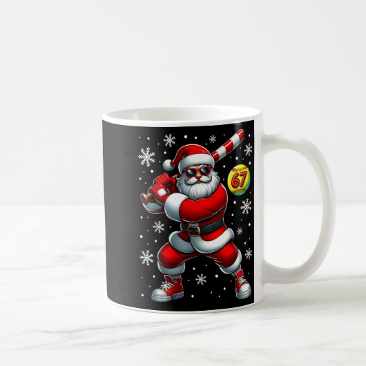 Funny Christmas Softball Cool Santa Claus 6 7 Meme Koffiemok (Rechts)