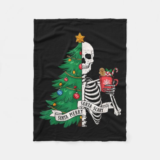 Funny Christmas Sorta Merry Sorta Y Skeleton Xmas Fleece Deken (Voorkant)