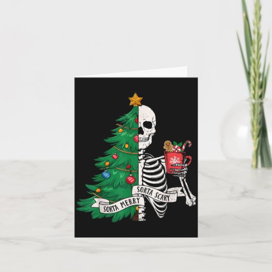 Funny Christmas Sorta Merry Sorta Y Skeleton Xmas Kaart (Voorkant)