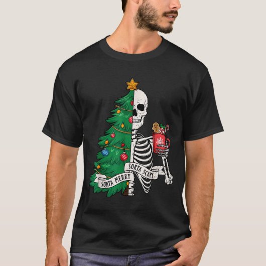 Funny Christmas Sorta Merry Sorta Y Skeleton Xmas  T-shirt (Voorkant)