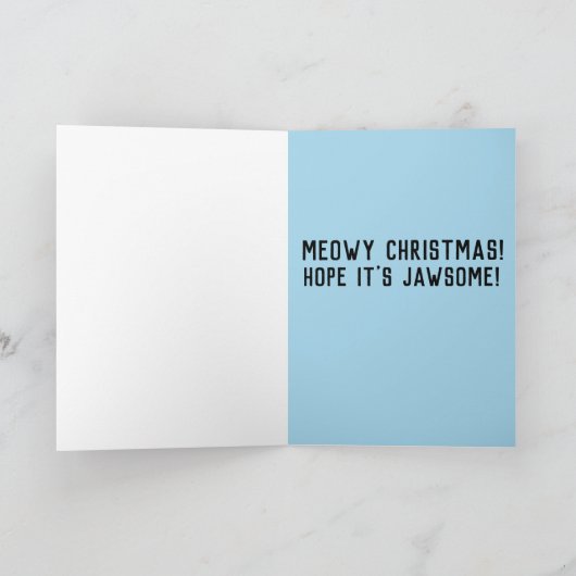 FUNNY CHRISTMAS SPACE CAT & SHARK GREETING CARD BEDANKKAART (Binnen)