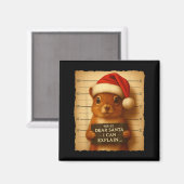 Funny Christmas Squirrel - Cute Squirrel Santa Hat Magneet (Voorkant / Achterkant)