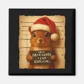 Funny Christmas Squirrel - Cute Squirrel Santa Hat Magneet (Voorkant)