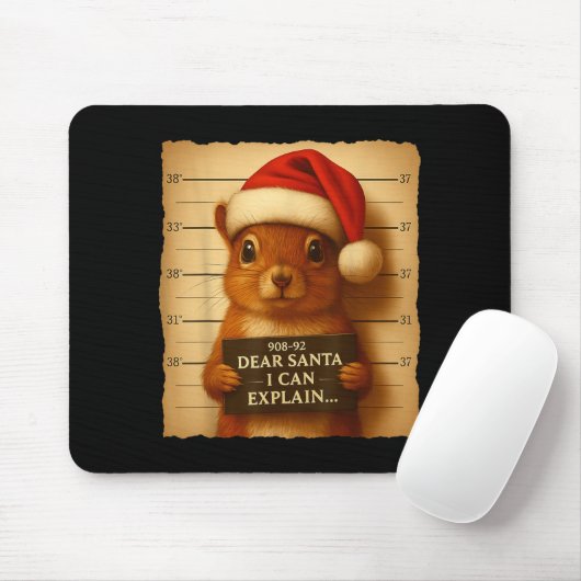 Funny Christmas Squirrel - Cute Squirrel Santa Hat Muismat (Met muis)