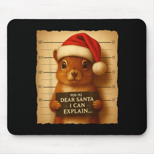 Funny Christmas Squirrel - Cute Squirrel Santa Hat Muismat (Voorkant)