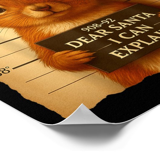 Funny Christmas Squirrel - Cute Squirrel Santa Hat Poster (Hoek)