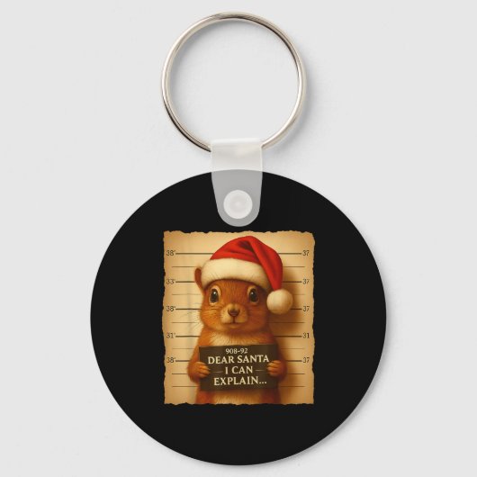 Funny Christmas Squirrel - Cute Squirrel Santa Hat Sleutelhanger (Voorkant)