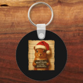 Funny Christmas Squirrel - Cute Squirrel Santa Hat Sleutelhanger (Voorkant)