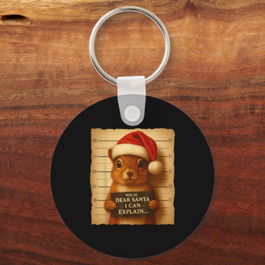 Funny Christmas Squirrel - Cute Squirrel Santa Hat Sleutelhanger (Voorkant)