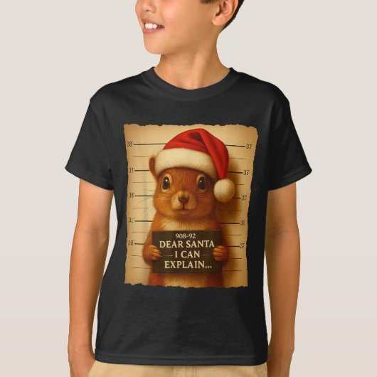 Funny Christmas Squirrel - Cute Squirrel Santa Hat T-shirt (Voorkant)