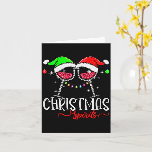 Funny Christmas Srits Gles Of Wine Party Xmas Paja Kaart (Gele Bloem)