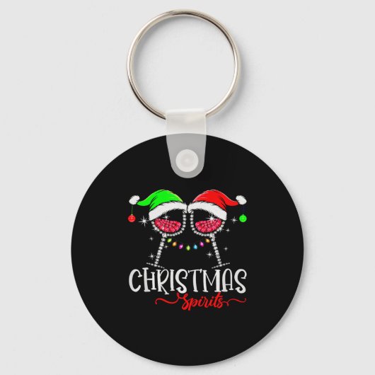 Funny Christmas Srits Gles Of Wine Party Xmas Paja Sleutelhanger (Voorkant)