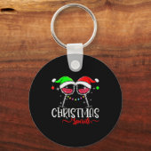 Funny Christmas Srits Gles Of Wine Party Xmas Paja Sleutelhanger (Voorkant)