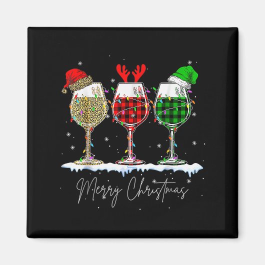 Funny Christmas Srits Gles Of Wine Xmas Holidays P Magneet (Voorkant)