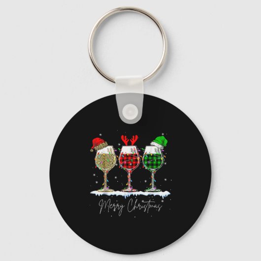 Funny Christmas Srits Gles Of Wine Xmas Holidays P Sleutelhanger (Voorkant)