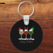 Funny Christmas Srits Gles Of Wine Xmas Holidays P Sleutelhanger (Voorkant)