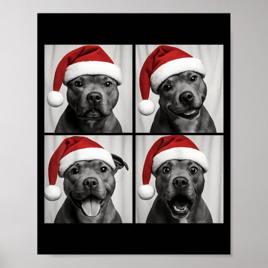 Funny Christmas Staffordshire Bull Terrier Santa P Poster (Voorkant)