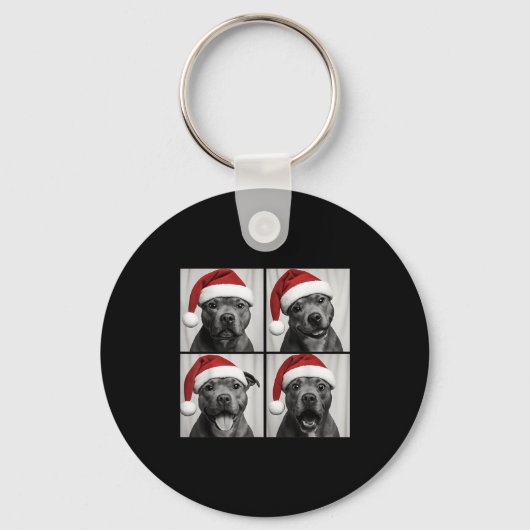 Funny Christmas Staffordshire Bull Terrier Santa P Sleutelhanger (Voorkant)