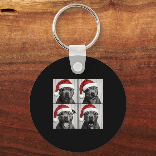 Funny Christmas Staffordshire Bull Terrier Santa P Sleutelhanger (Voorkant)
