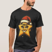 Funny Christmas Star with Santa Hat – Personalized T-shirt (Voorkant)