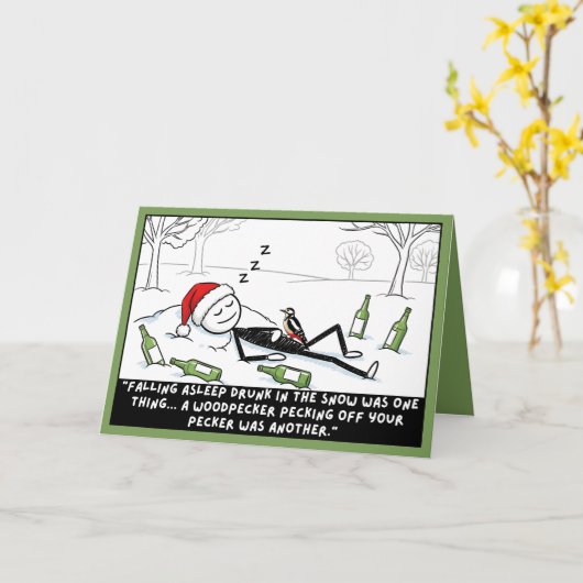 Funny Christmas Stickman Kaart (Gele Bloem)