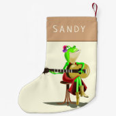 Funny Christmas Stocking gitarist Frog Jouw naam Kleine Kerstsok (Achterkant)