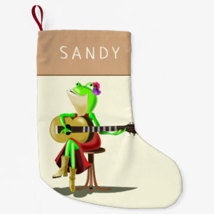 Funny Christmas Stocking gitarist Frog Jouw naam Kleine Kerstsok
