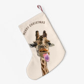 Funny Christmas Stocking Happy Giraffe - Smile Kleine Kerstsok (Achterkant (Hangend))