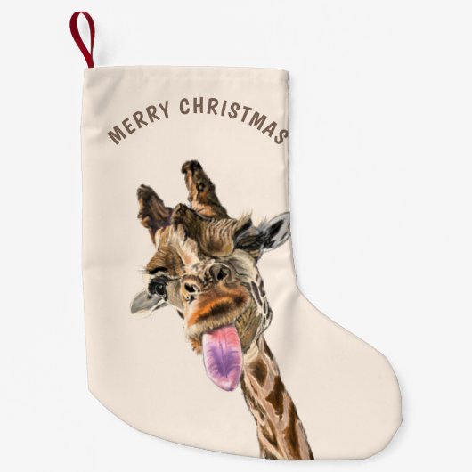 Funny Christmas Stocking Happy Giraffe - Smile Kleine Kerstsok (Voorkant)