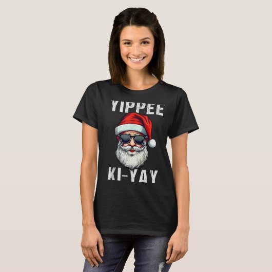 Funny Christmas Sweater Yippee-ki-yay Xmas , Uni-a T-shirt (Voorkant volledig)