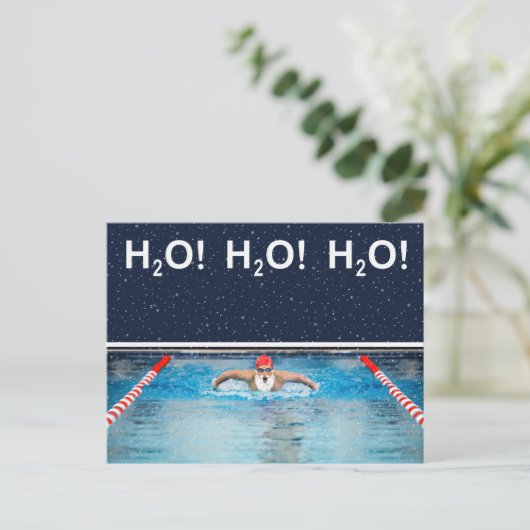 funny Christmas swimmer Briefkaart (Staand voorkant)