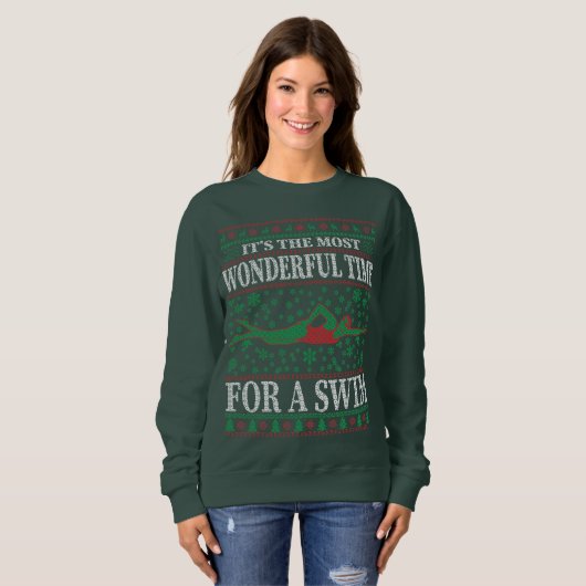 FUNNY CHRISTMAS SWIMMING QUOTES UGLY SWEATER (Voorkant volledig)