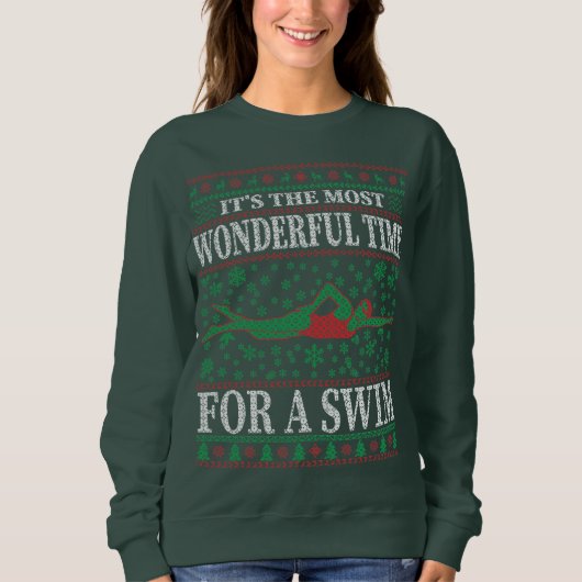 FUNNY CHRISTMAS SWIMMING QUOTES UGLY SWEATER (Voorkant)
