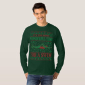 FUNNY CHRISTMAS SWIMMING QUOTES UGLY SWEATER T-SHIRT (Voorkant volledig)
