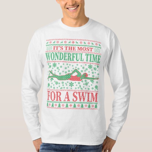 FUNNY CHRISTMAS SWIMMING QUOTES UGLY SWEATER T-SHIRT (Voorkant)