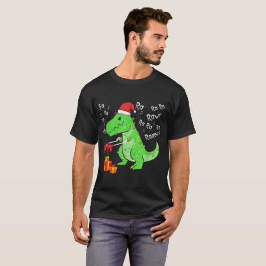 Funny Christmas T-Rex Dinosaur Design T-shirt (Voorkant volledig)