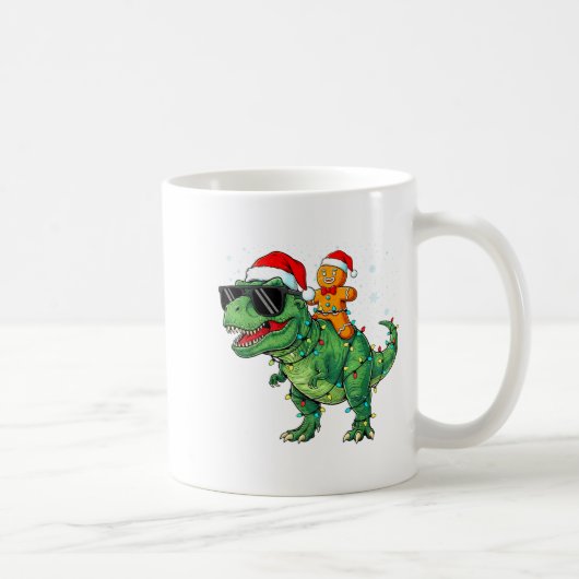 Funny Christmas T Rex Dinosaur Gingerbread Lights Koffiemok (Rechts)