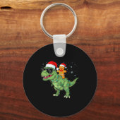Funny Christmas T Rex Dinosaur Gingerbread Lights Sleutelhanger (Voorkant)
