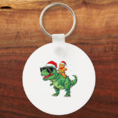 Funny Christmas T Rex Dinosaur Gingerbread Lights  Sleutelhanger (Voorkant)