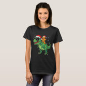 Funny Christmas T Rex Dinosaur Gingerbread Lights  T-shirt (Voorkant volledig)