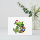 Funny Christmas T Rex, Xmas Dinosaur Briefkaart (Staand voorkant)