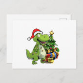 Funny Christmas T Rex, Xmas Dinosaur Briefkaart (Voorkant / Achterkant)