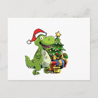 Funny Christmas T Rex, Xmas Dinosaur Briefkaart
