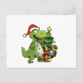 Funny Christmas T Rex, Xmas Dinosaur Briefkaart (Voorkant)