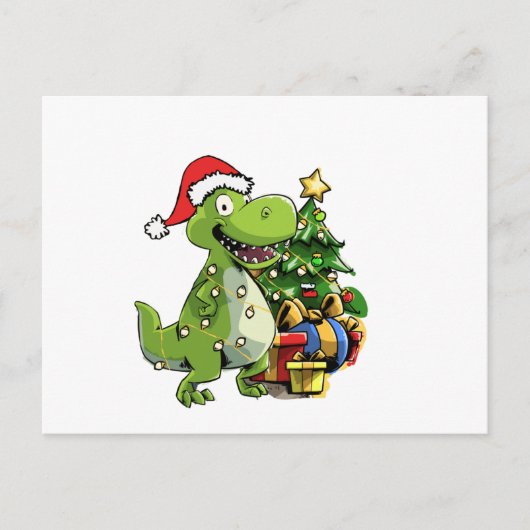 Funny Christmas T Rex, Xmas Dinosaur Briefkaart (Voorkant)