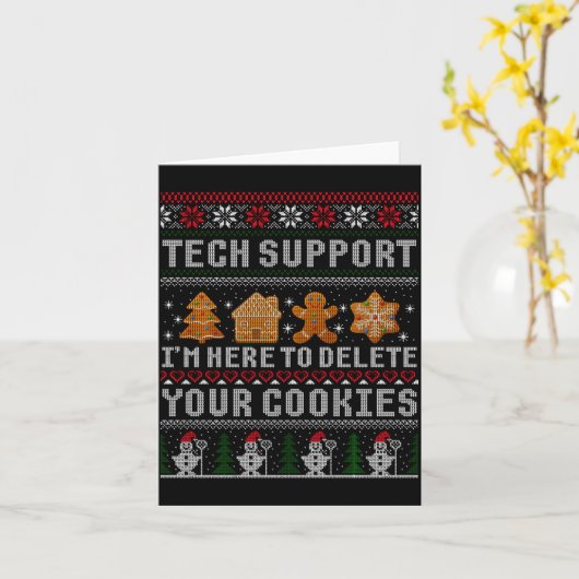 Funny Christmas Tech Suprt Computer Kaart (Gele Bloem)