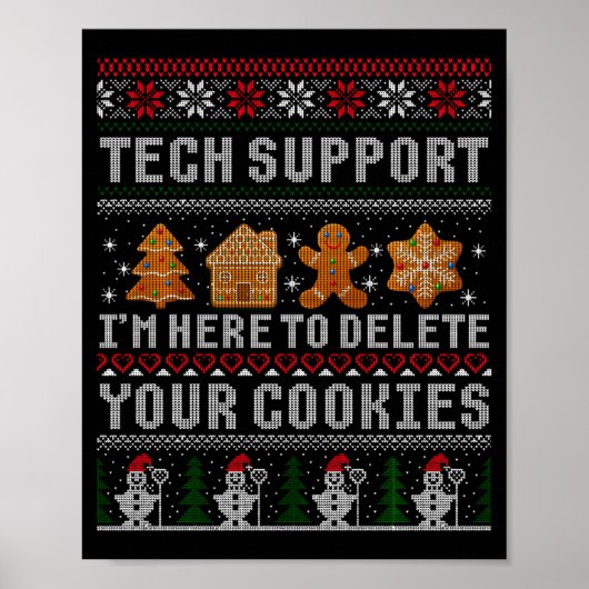 Funny Christmas Tech Suprt Computer  Poster (Voorkant)