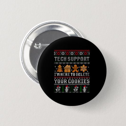 Funny Christmas Tech Suprt Computer Ronde Button 5,7 Cm (Voorkant /achterkant)